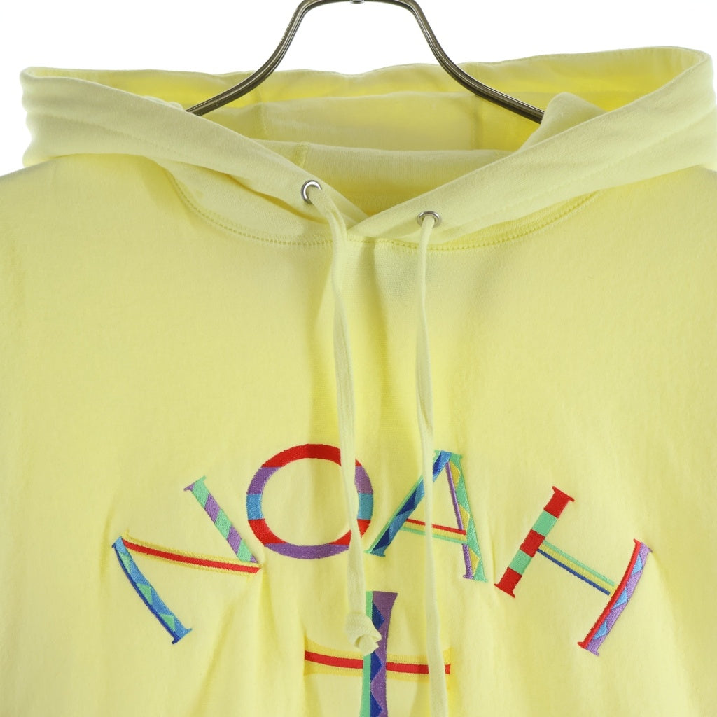 NOAH(ノア) ロゴ刺繍 マルチカラークロス プルオーバーパーカー フーディー イエロー