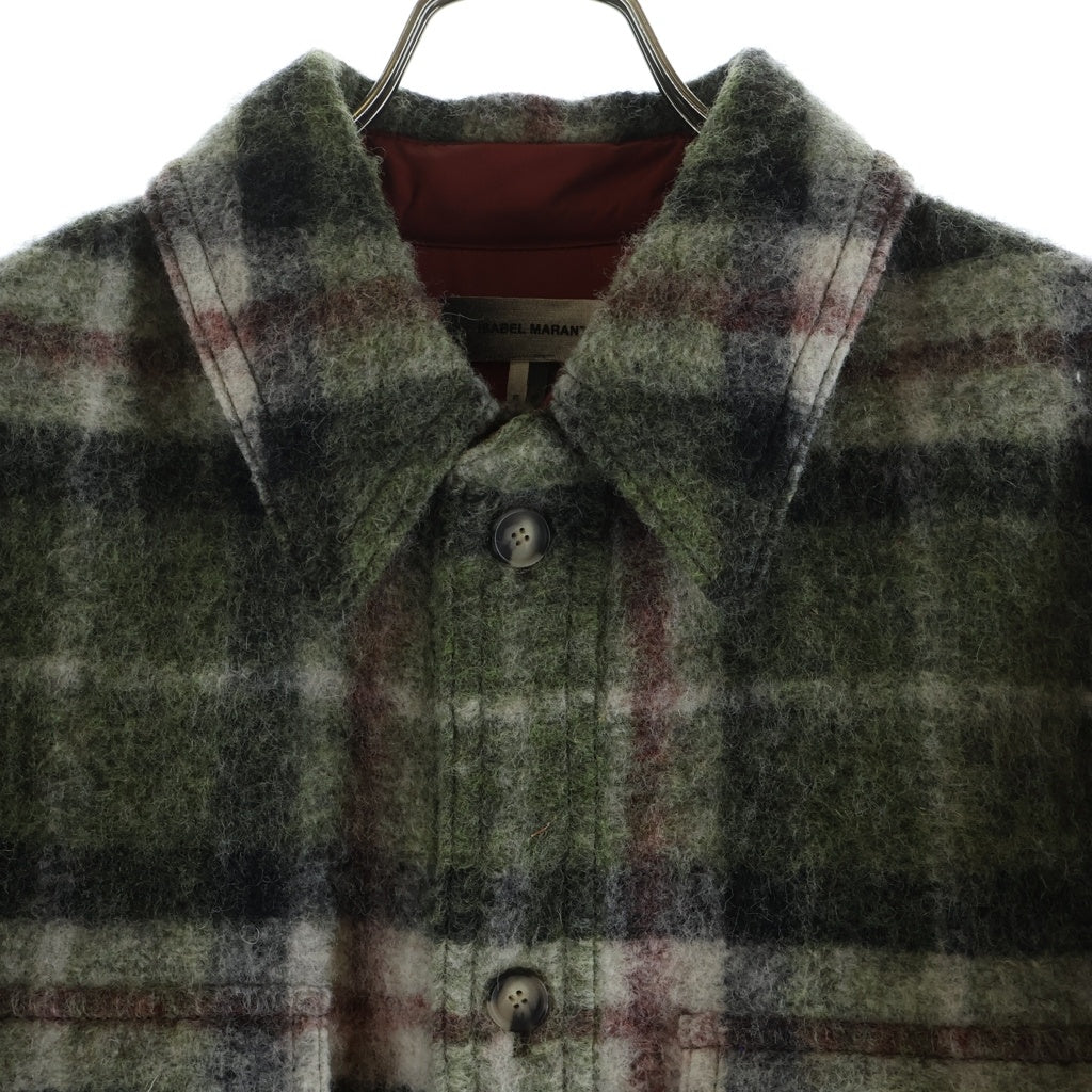 ISABEL MARANT(イザベル マラン) PADDED CHECK FLANNEL SHIRT IUJA9F392 中綿 チェックフランネル長袖シャツジャケット グリーン