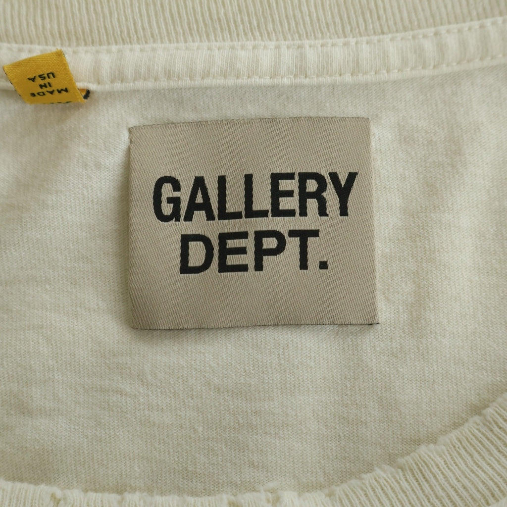 GALLERY DEPT.(ギャラリーデプト) COACH BACK DESTROYED TEE ロゴプリント ダメージ加工 半袖Tシャツ アイボリー