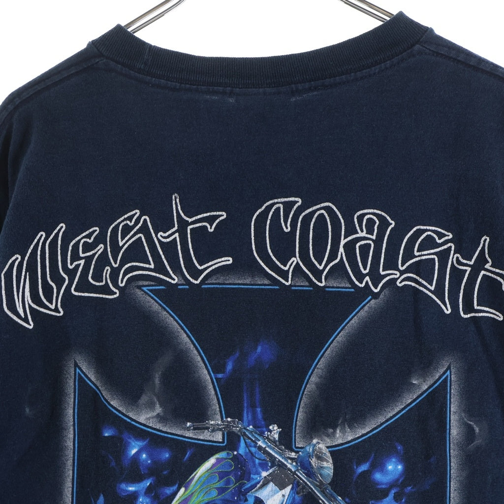 VINTAGE(ヴィンテージ) 90-00s West Coast Choppers Blue Flame L/S Tee ウエストコーストチョッパーズ ブルーフレイム アイアンクロス 長袖Tシャツ カットソー ネイビー