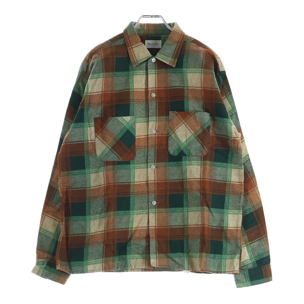 VINTAGE ヴィンテージ KOLESPORT Long Sleeve Shirt コールスポーツ プリントネル 長袖チェックシャツ オレンジ/グリーン VINTAGE(ヴィンテージ) KOLESPORT Long Sleeve Shirt コールスポーツ