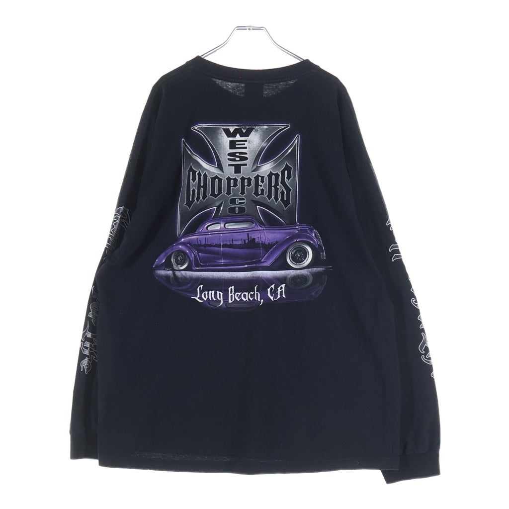 VINTAGE(ヴィンテージ) 90-00s West Coast Choppers L/S Tee ウエストコーストチョッパーズ アイアンクロス 長袖Tシャツ カットソー パープル/ブラック