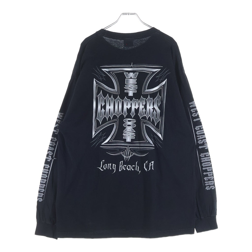 VINTAGE(ヴィンテージ) 90-00s West Coast Choppers L/S Tee ウエストコーストチョッパーズ アイアンクロス 長袖Tシャツ カットソー シルバー/ブラック