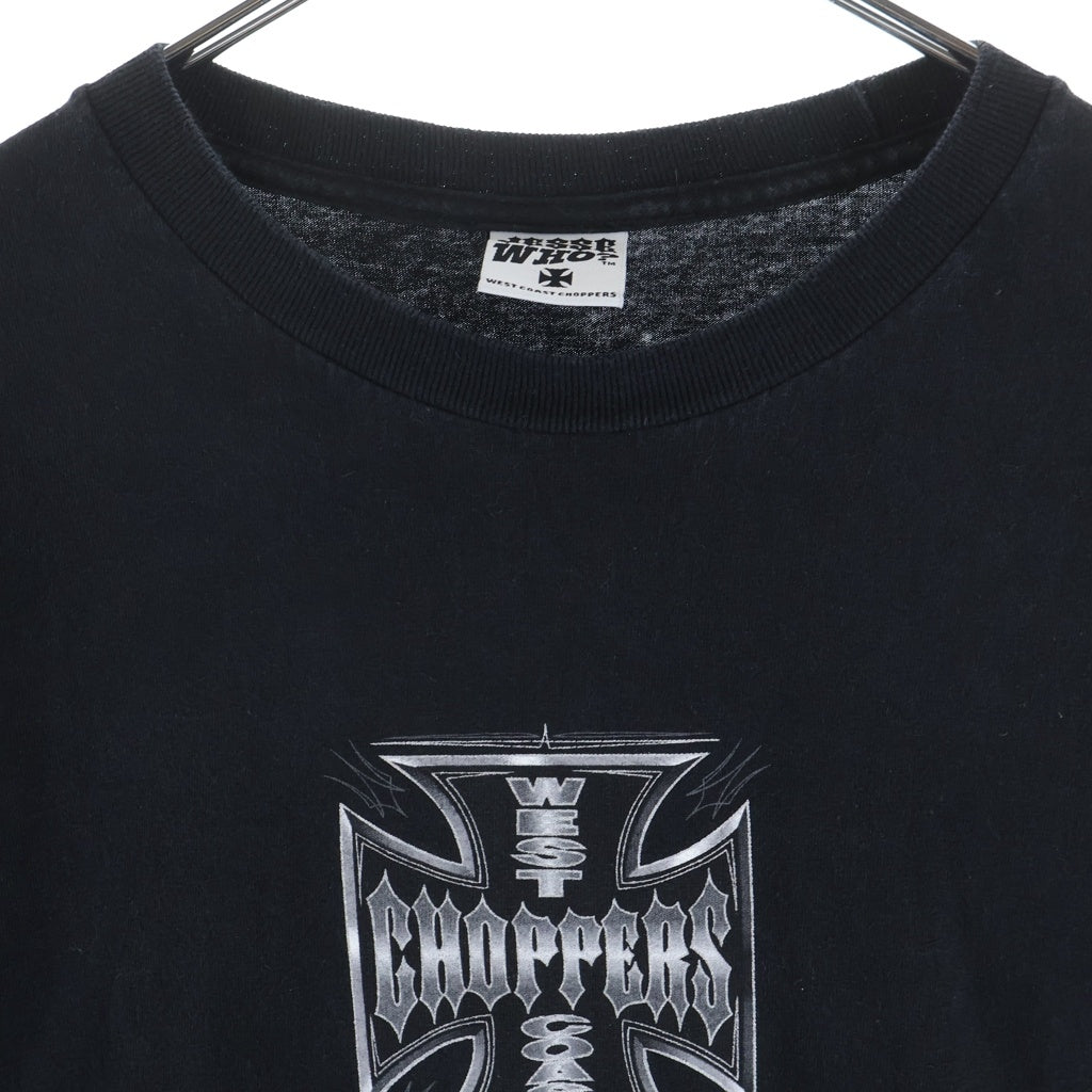 VINTAGE(ヴィンテージ) 90-00s West Coast Choppers L/S Tee ウエストコーストチョッパーズ アイアンクロス 長袖Tシャツ カットソー シルバー/ブラック