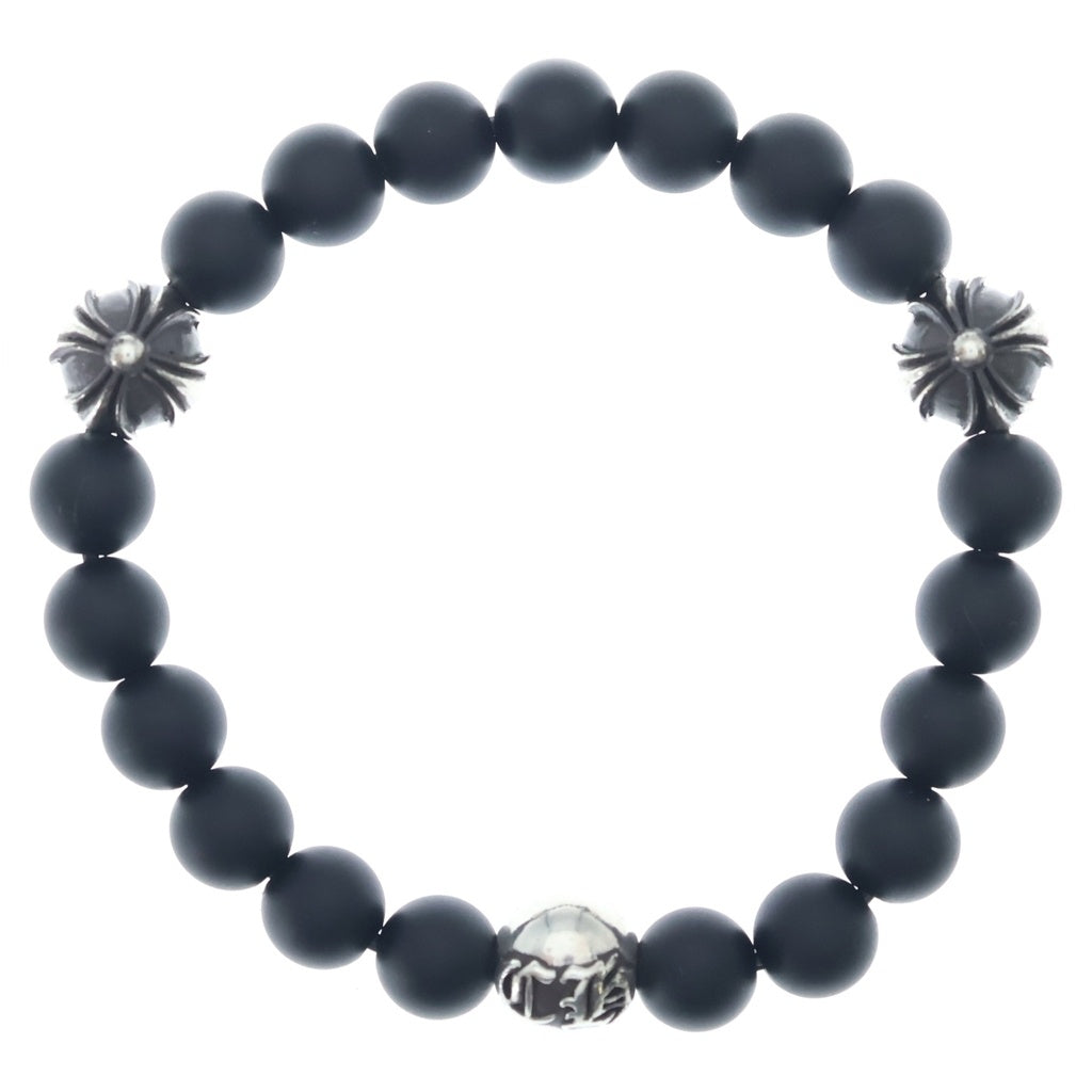 CHROME HEARTS クロムハーツ 8mm BEAD ビーズオニキスビーズブレスレット ブラック/シルバー CHROME HEARTS(クロムハーツ) 8mm BEAD ビーズオニキスビーズ