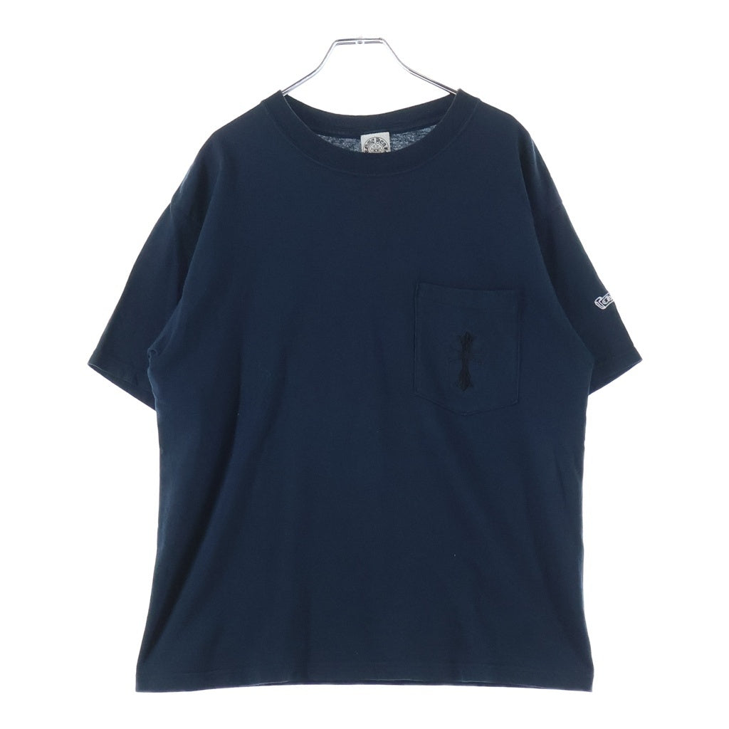 CHROME HEARTS(クロムハーツ) OLD DBL CH CRS S/S Tee オールド ダブルCHクロス刺繍 胸ポケット クルーネック半袖Tシャツカットソー ネイビー
