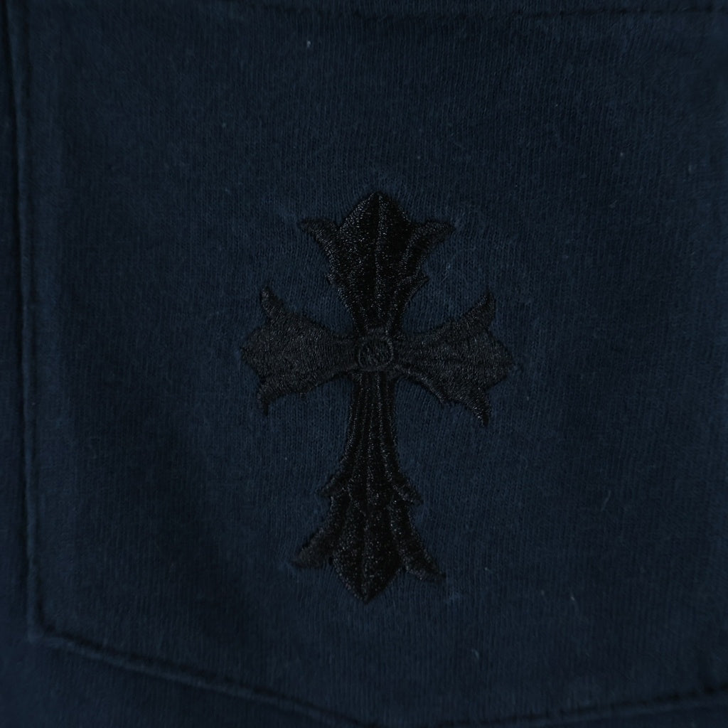 CHROME HEARTS(クロムハーツ) OLD DBL CH CRS S/S Tee オールド ダブルCHクロス刺繍 胸ポケット クルーネック半袖Tシャツカットソー ネイビー