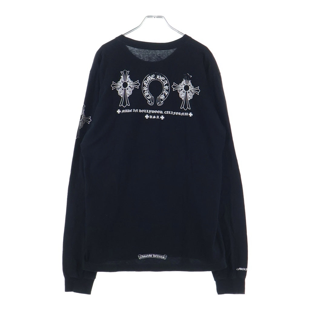 CHROME HEARTS(クロムハーツ) Made in Hollywood Multi Logo L/S Tee CHクロス プリント ロングスリーブ 長袖Tシャツ ブラック