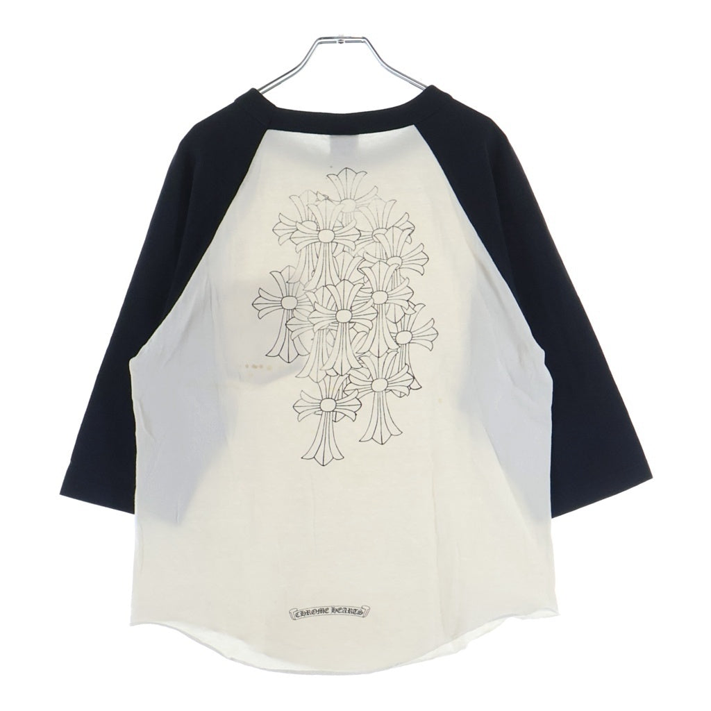 CHROME HEARTS(クロムハーツ) OLD Back Cemetery Cross L/S TEE オールド バックセメタリークロス ロングスリーブ ラグラン 長袖Tシャツ カットソー ブラック/ホワイト