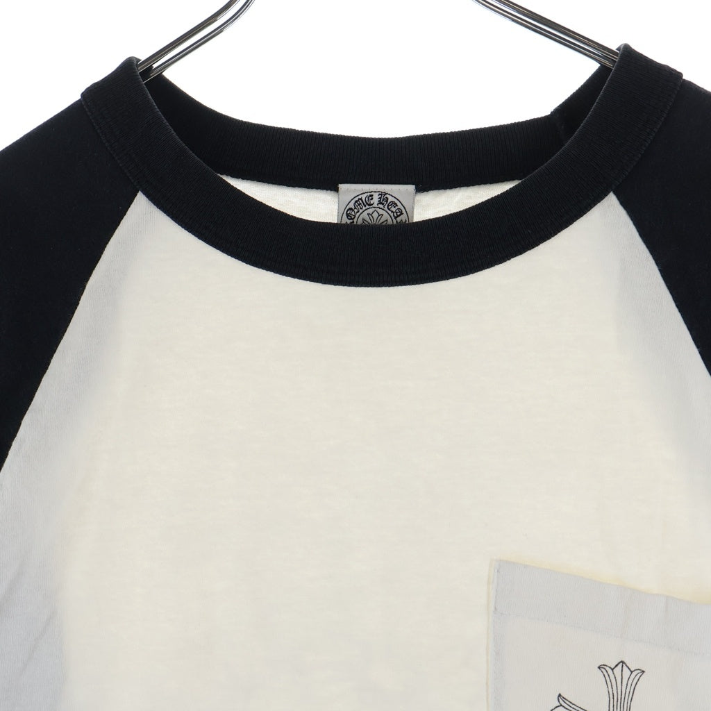 CHROME HEARTS(クロムハーツ) OLD Back Cemetery Cross L/S TEE オールド バックセメタリークロス ロングスリーブ ラグラン 長袖Tシャツ カットソー ブラック/ホワイト