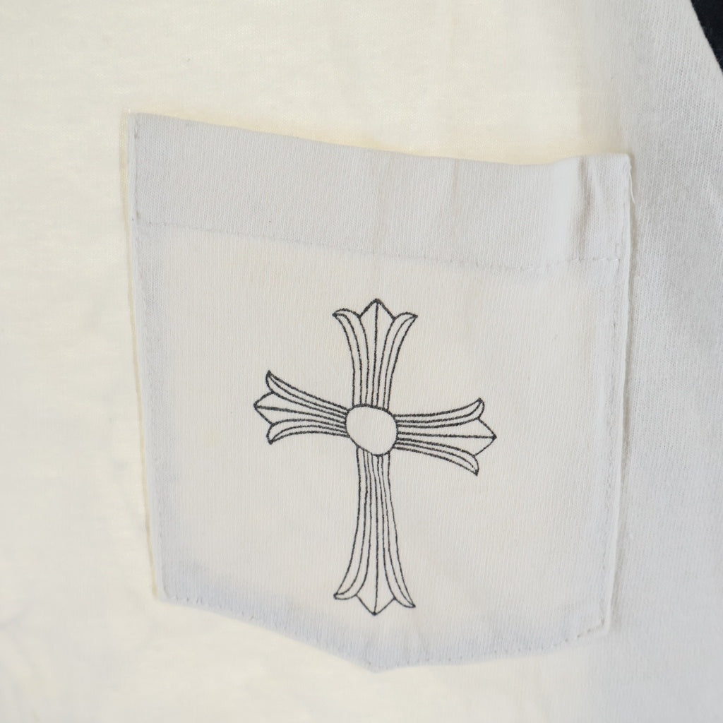 CHROME HEARTS(クロムハーツ) OLD Back Cemetery Cross L/S TEE オールド バックセメタリークロス ロングスリーブ ラグラン 長袖Tシャツ カットソー ブラック/ホワイト