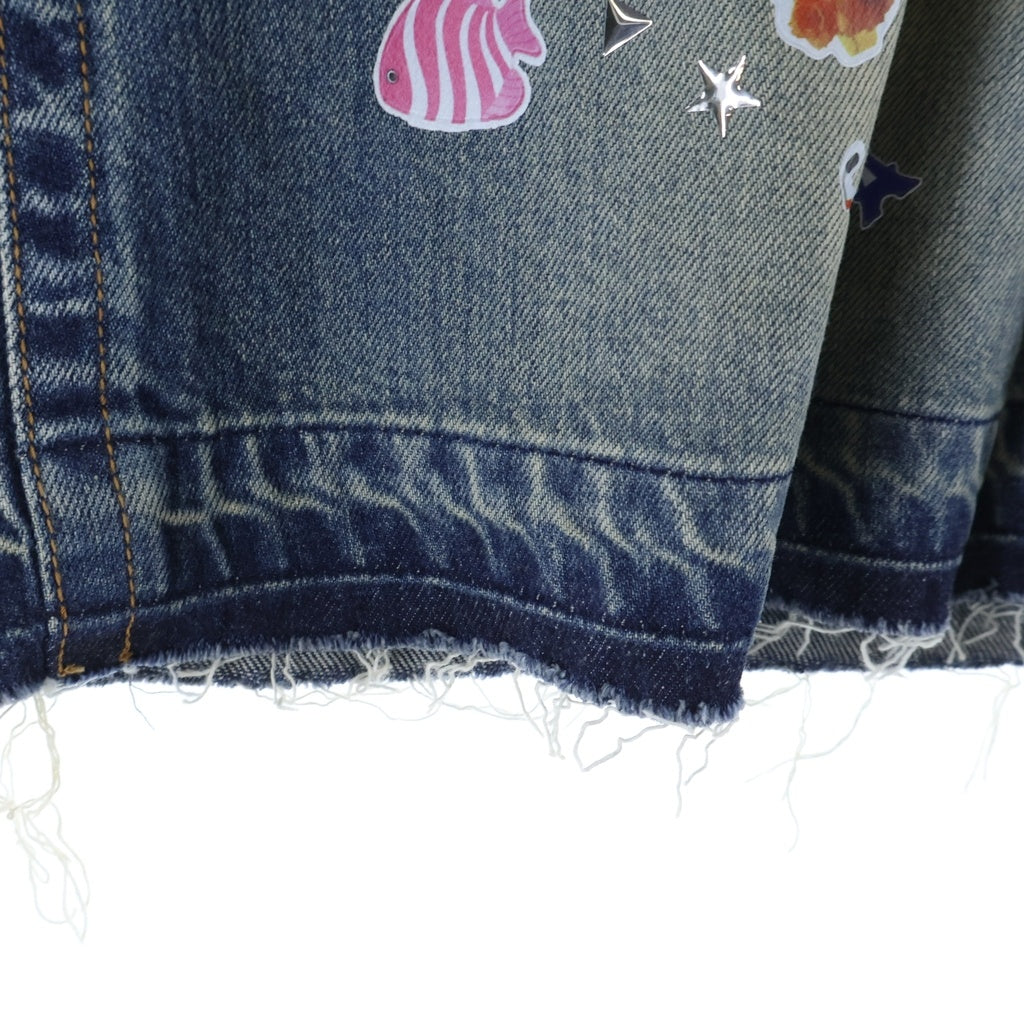 MAISON MIHARAYASUHIRO(メゾンミハラヤスヒロ) Kids Sticker Printed Wide Denim Shorts ステッカー デニムショーツ ハーフパンツ インディゴ K16PT341