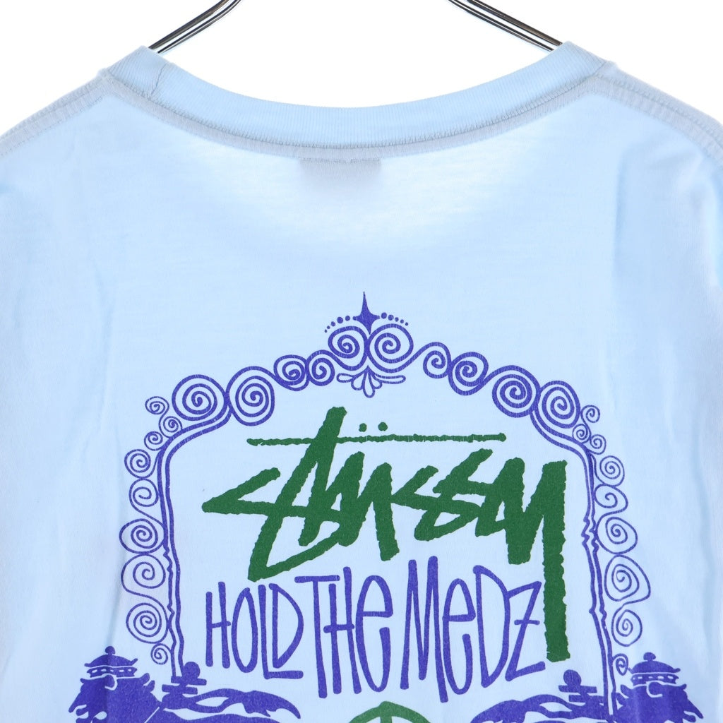 STUSSY(ステューシー) 00s OLD Hold The Medz Print Tee オールド ライオン プリント 半袖Tシャツ カットソー ライトブルー