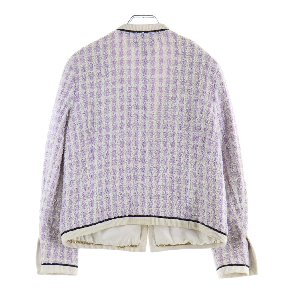 CHANEL BOUTIQUE(シャネルブティック) VINTAGE Tweed Jacket Skirt ヴィンテージ ツイード ジャケット ショート スカート セットアップ コートココマークボタン パープル/ホワイト レディース