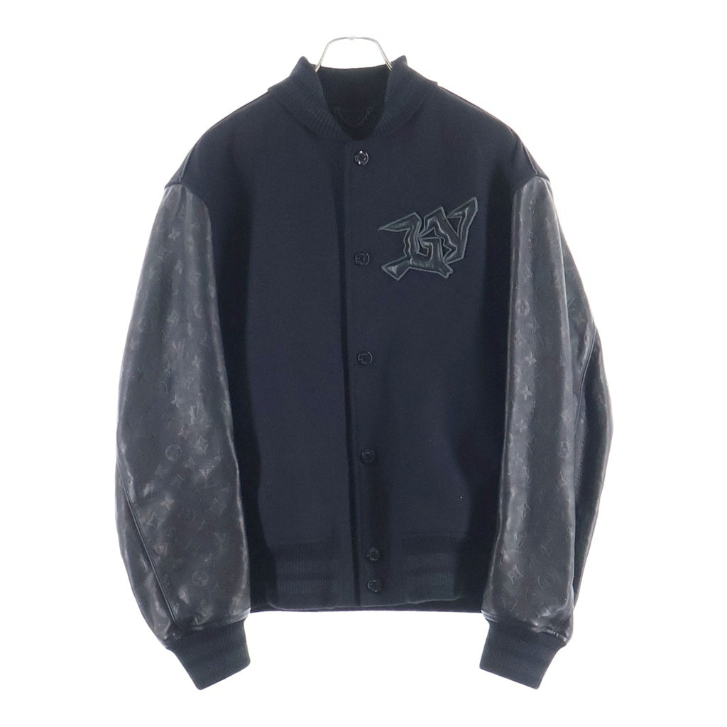 LOUIS VUITTON(ルイヴィトン) 22AW MONOGRAM LEATHER VARSITY JACKET モノグラムエンボスレザー アンドウール スタジャン ブルゾン ジャケット ブラック RM222V ZCZ HNL06E 1AA7ER