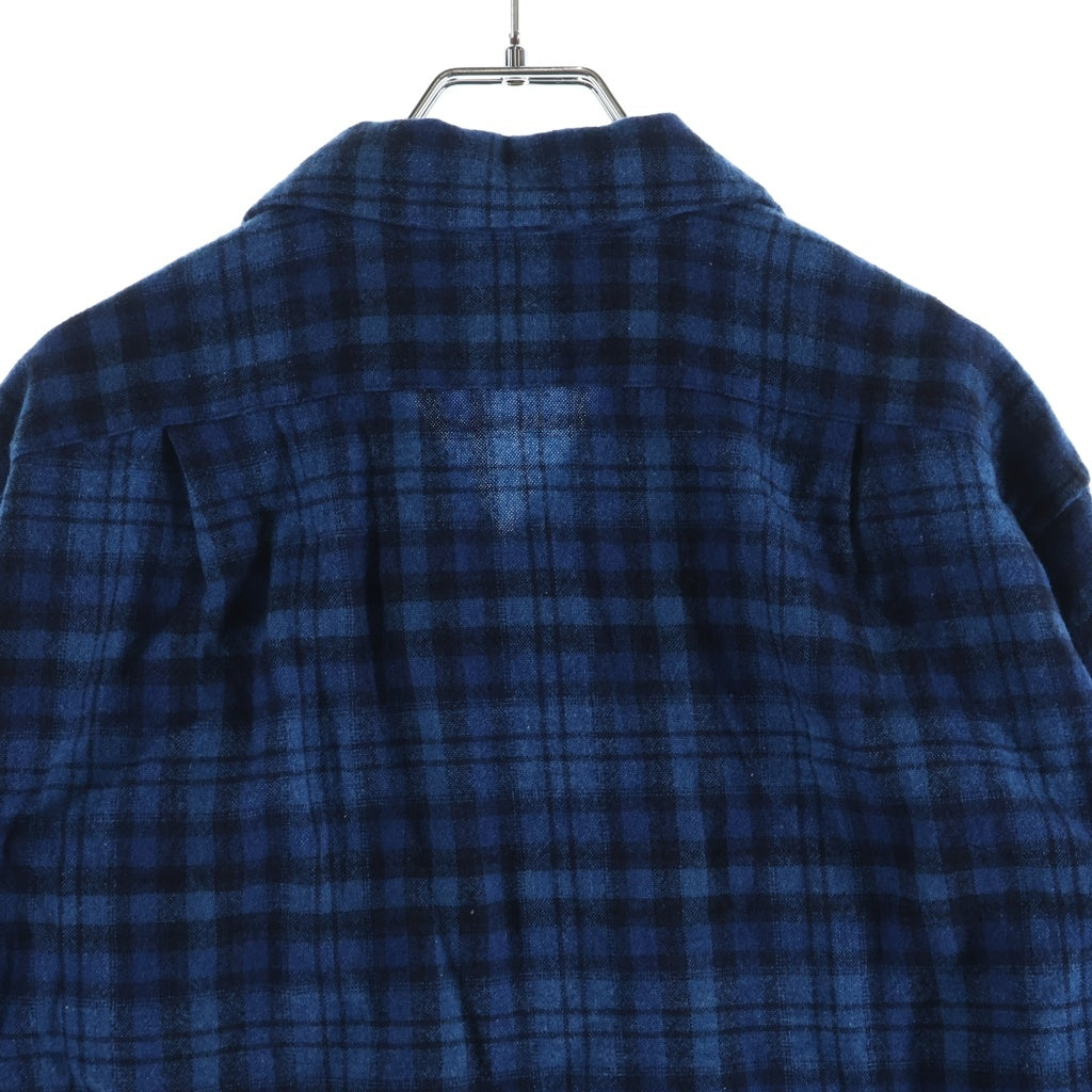 PENDLETON(ペンドルトン) 60s VINTAGE ヴィンテージ ウール オンブレチェック 長袖オープンカラーシャツ ブルー