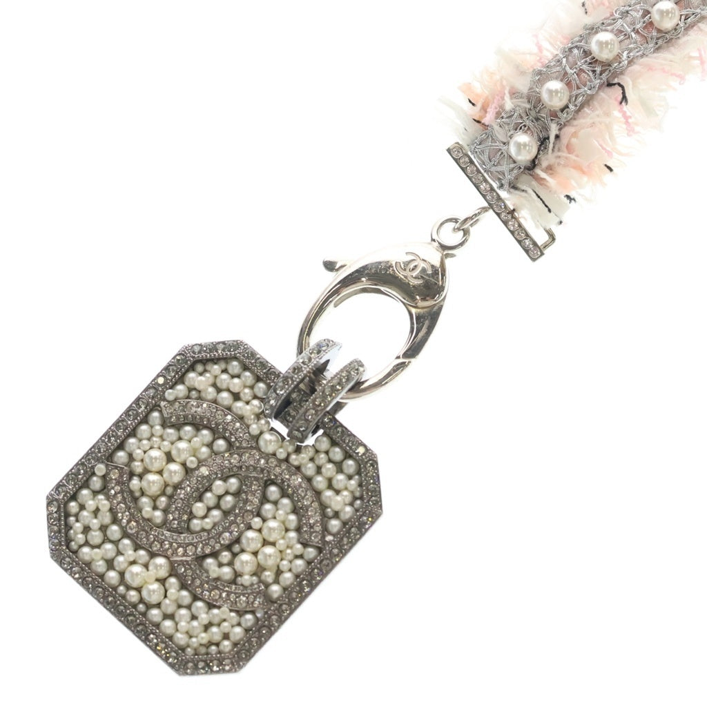 CHANEL(シャネル) ココマーク ペンダント パール ツイード チャーム ピンク レディース