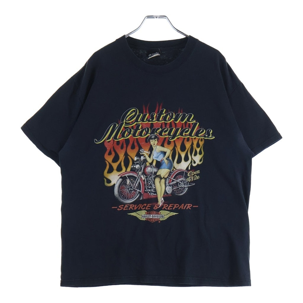 HARLEY DAVIDSON(ハーレーダビッドソン) 00s ピンナップ ガール サンダーマウンテン 半袖Tシャツ カットソー ブラック