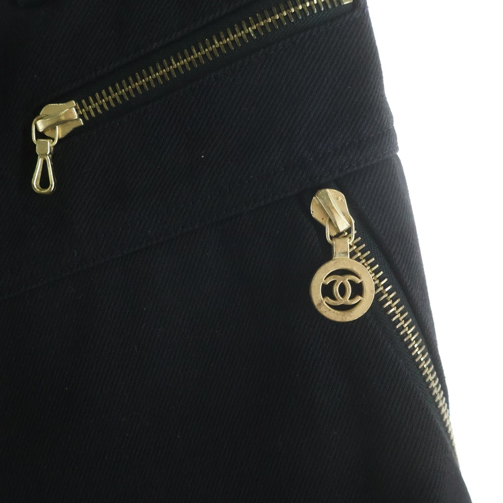 CHANEL BOUTIQUE(シャネルブティック) 92s VINTAGE Zip Design Pants ヴィンテージ ココマークボタン ジップデザイン パンツ ブラック レディース