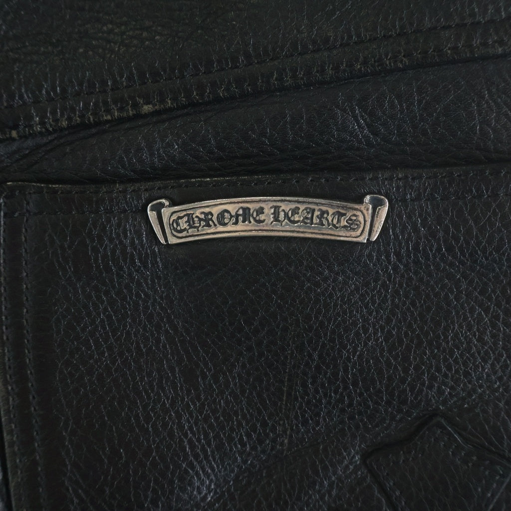 CHROME HEARTS(クロムハーツ) FLARE KNEE LEATHER PANTS フレアニー クロスパッチ付き レザーパンツ ブラック