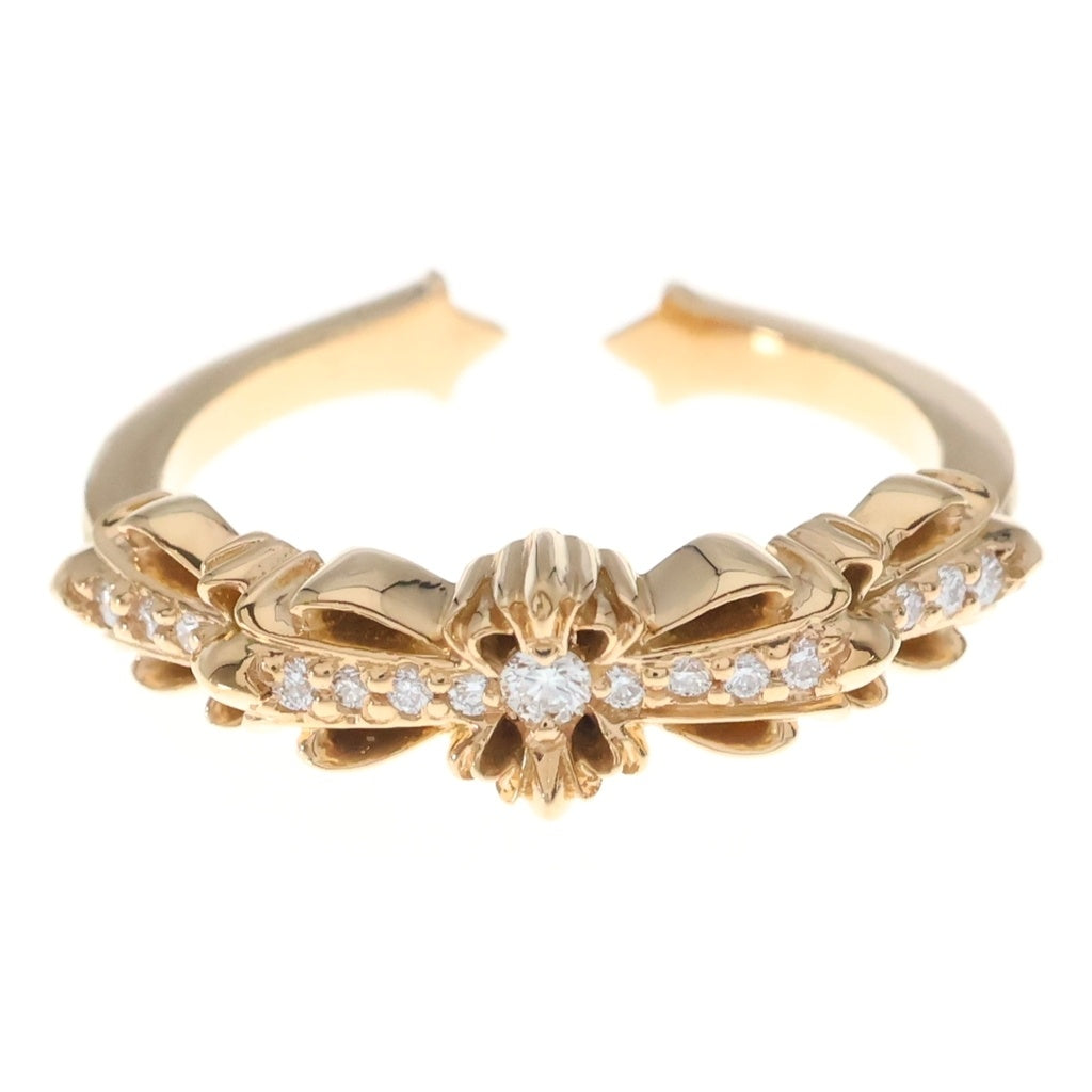 CHROME HEARTS(クロムハーツ) 22K BABY CLSC W FLRL CRS P/D ベイビークラシック ダブルフローラルクロス リング パヴェダイヤ ゴールド