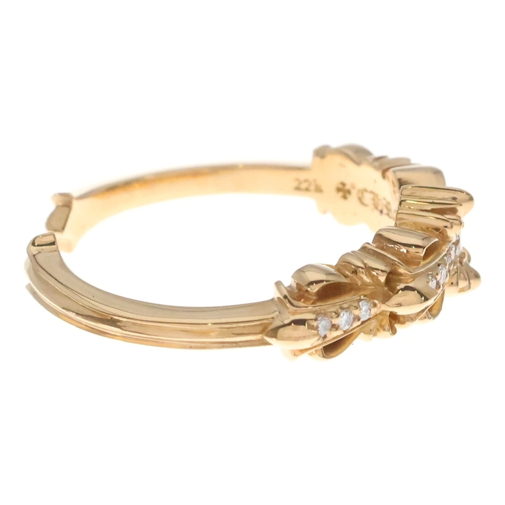 CHROME HEARTS(クロムハーツ) 22K BABY CLSC W FLRL CRS P/D ベイビークラシック ダブルフローラルクロス リング パヴェダイヤ ゴールド