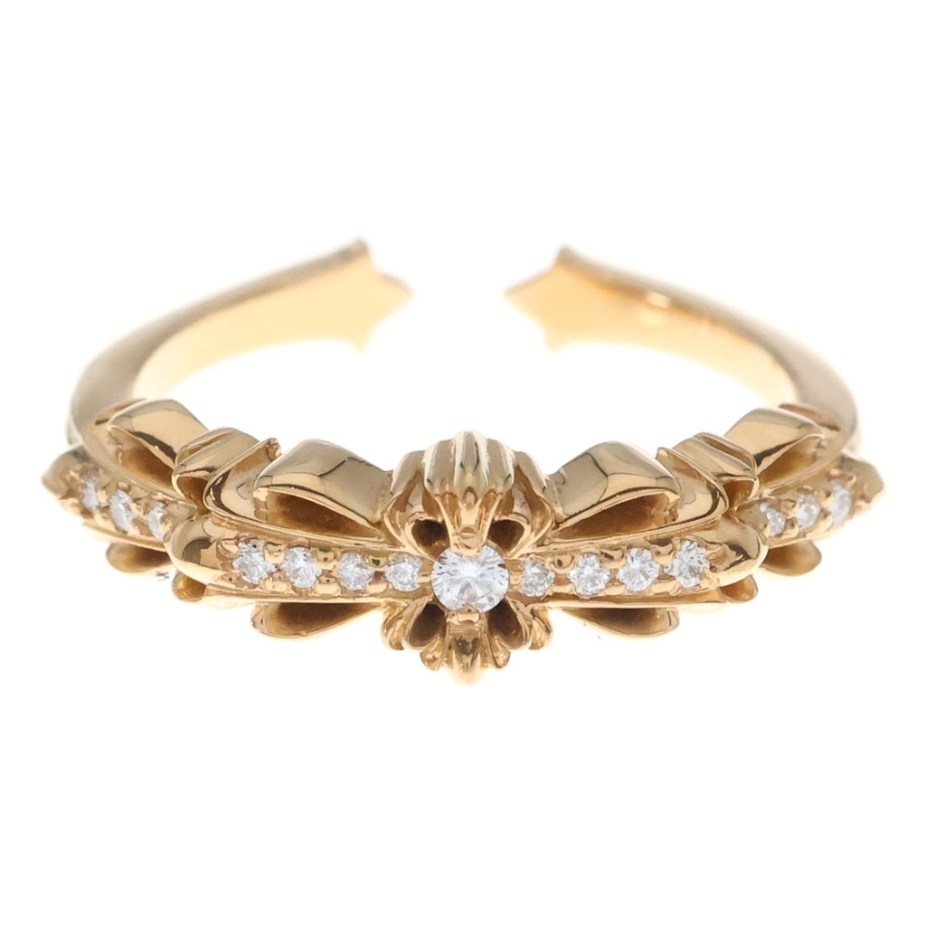 CHROME HEARTS(クロムハーツ) 22K BABY CLSC W FLRL CRS P/D ベイビークラシック ダブルフローラルクロス リング パヴェダイヤ ゴールド