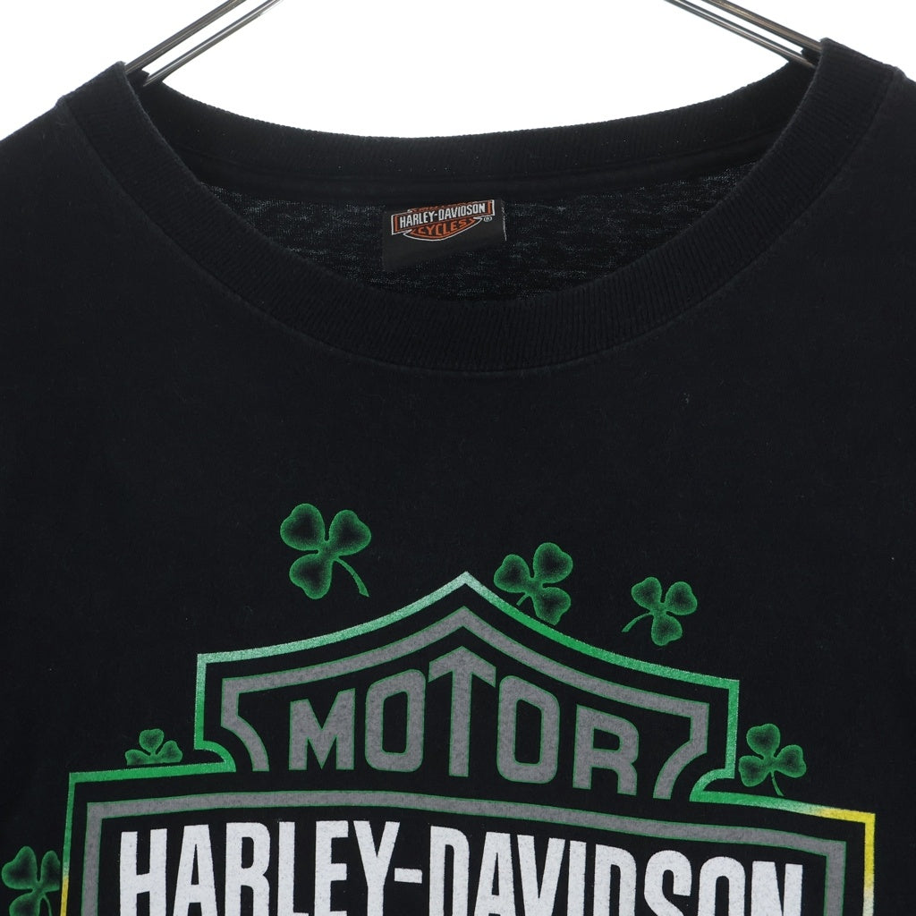 HARLEY DAVIDSON(ハーレーダビッドソン) 00s Clover Green Flame L/S Tee クローバー グリーンフレイム 2012 ロングスリーブ 長袖Tシャツ カットソー ブラックー