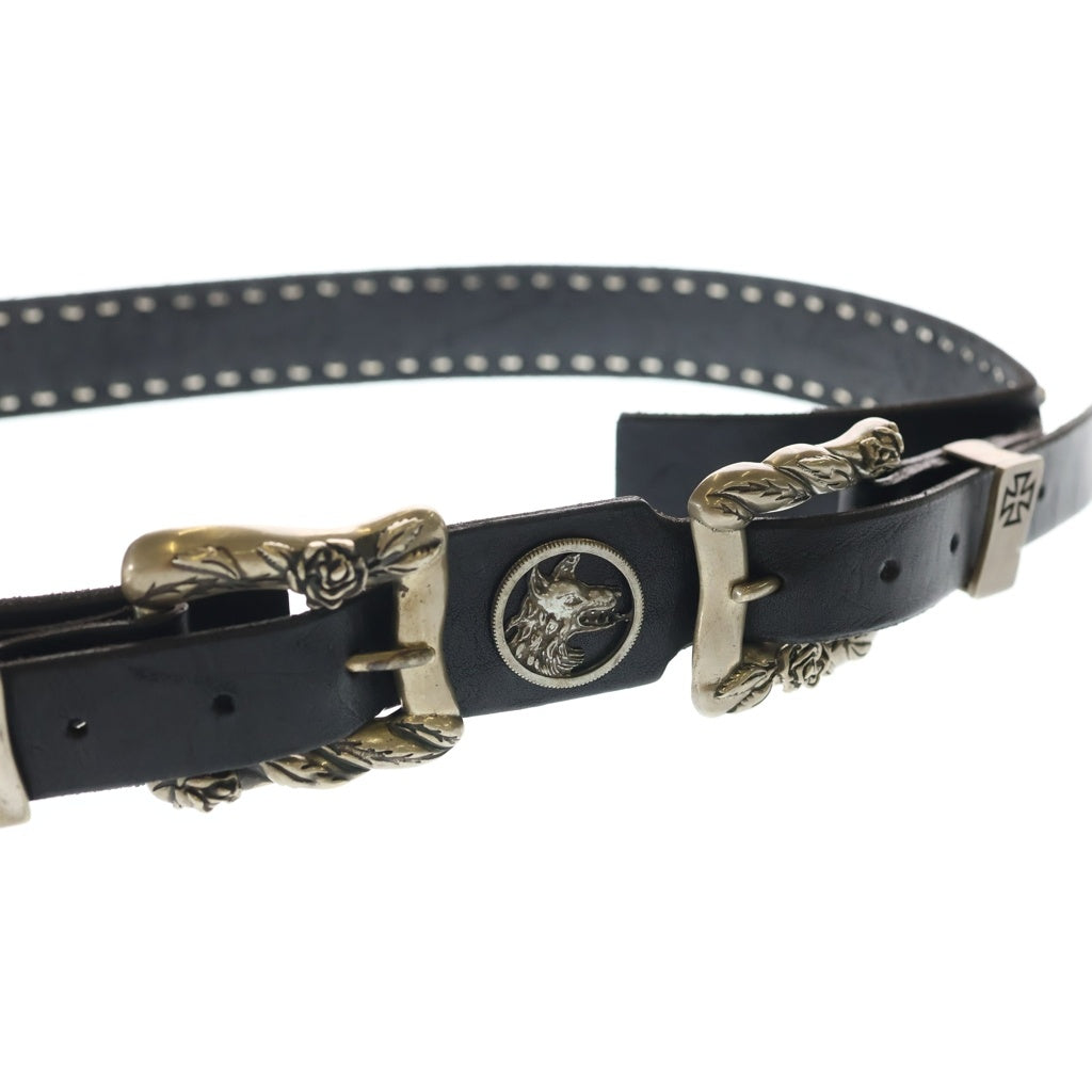 ENFANTS RICHES DEPRIMES(アンファンリッシュデプリメ) ERD DOUBLE BUCKLE GERMAN DOG BELT ダブルバックル レザー ベルト ブラック/シルバー