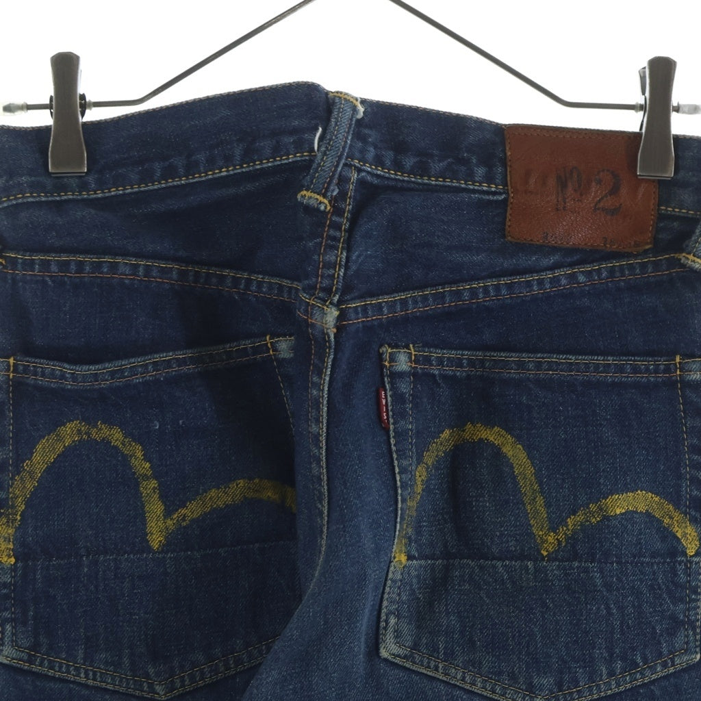 EVISU(エビス) 00s No.2 2000 Denim Pants ボタンフライ ペイント デニムパンツ インディゴ