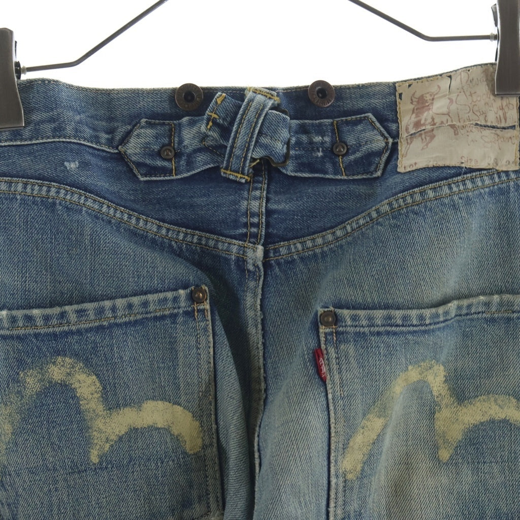 EVISU(エビス) 90s Denim Pants ボタンフライ ダブルニー デニムパンツ ペイント インディゴ