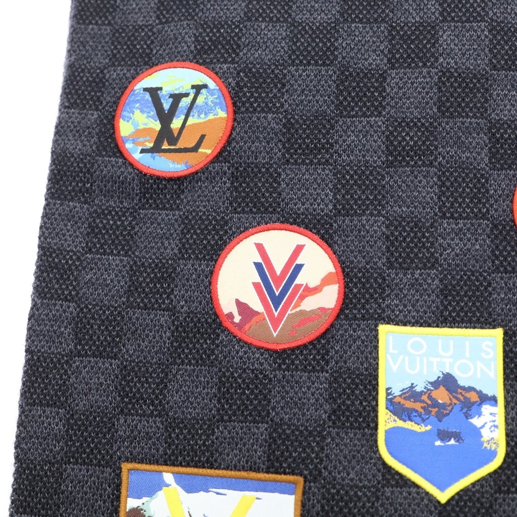 LOUIS VUITTON(ルイヴィトン) エシャルプ プティダミエ アルプス ワッペン付き ウールマフラー ブラック M71110