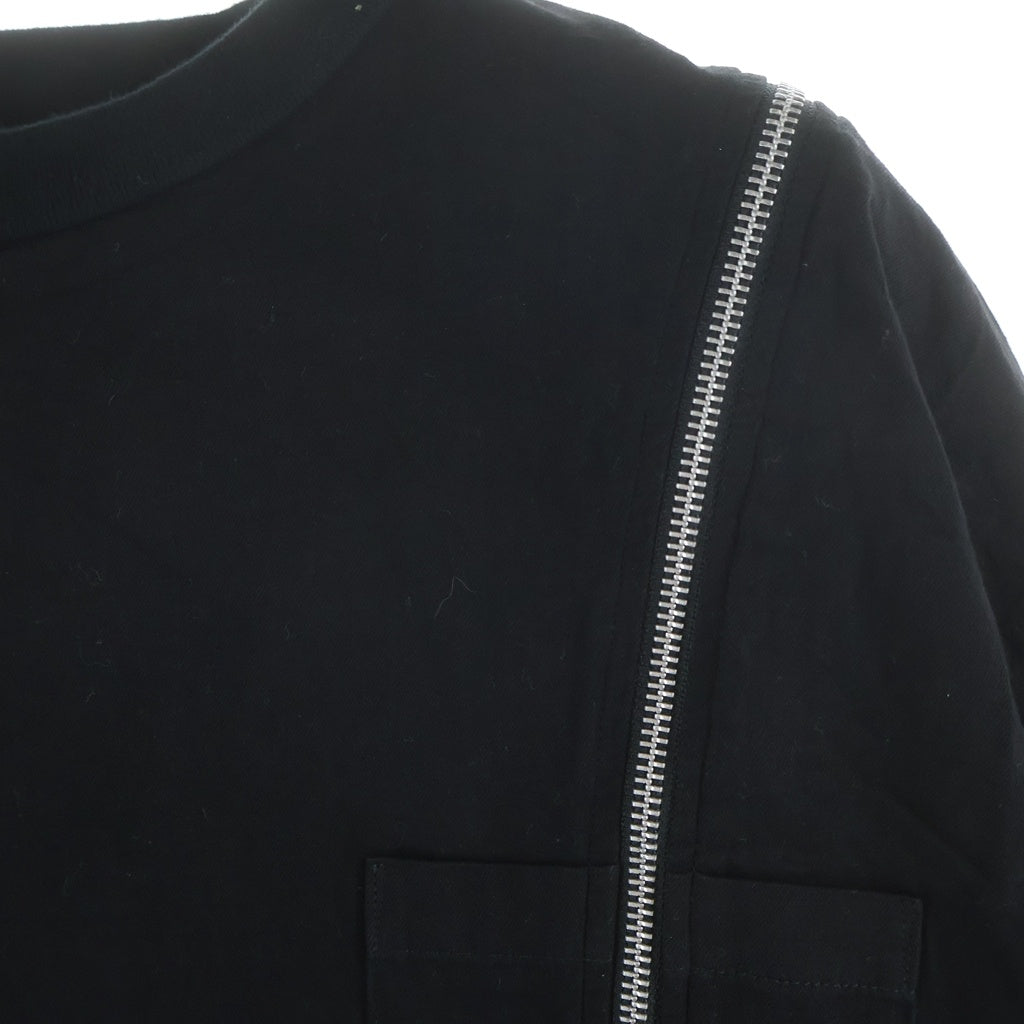 MINEDENIM(マインデニム) 23SS ×OLD PARK Zip Wide Denim T-Shirt オールドパーク ジップ半袖Tシャツ ブラック MND-23SSOP001-98-032