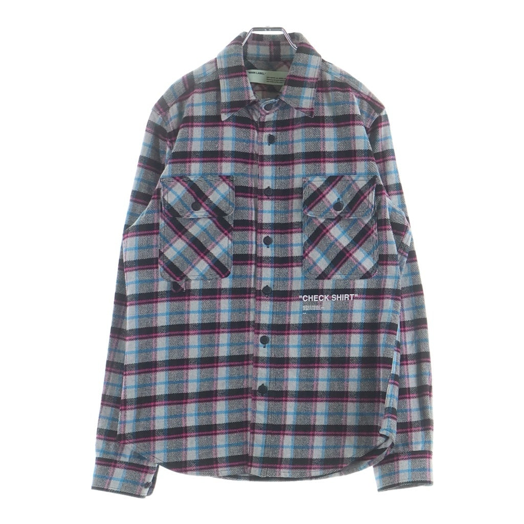 OFF-WHITE(オフホワイト) 18AW Flannel Check Shirts フランネルシャツ 長袖チェックシャツ グレー OMGA060F18A27015