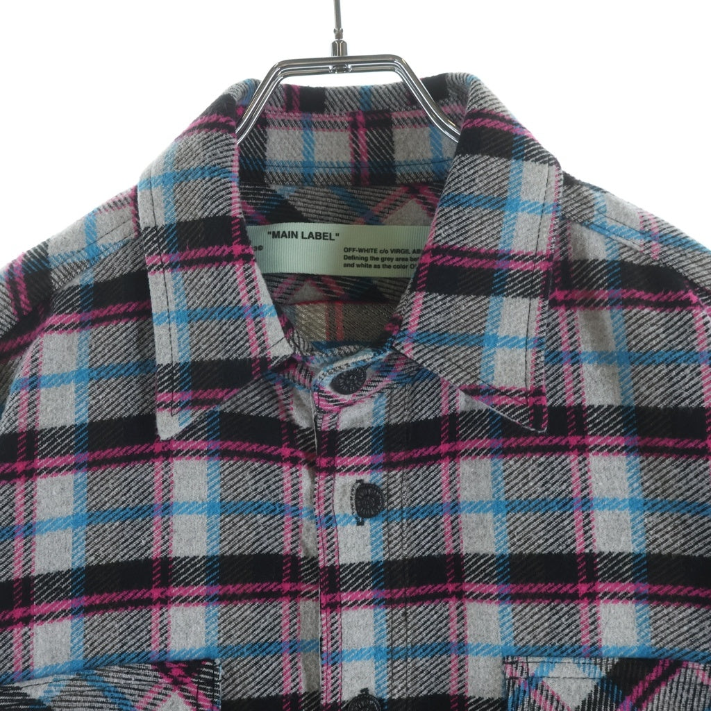 OFF-WHITE(オフホワイト) 18AW Flannel Check Shirts フランネルシャツ 長袖チェックシャツ グレー OMGA060F18A27015