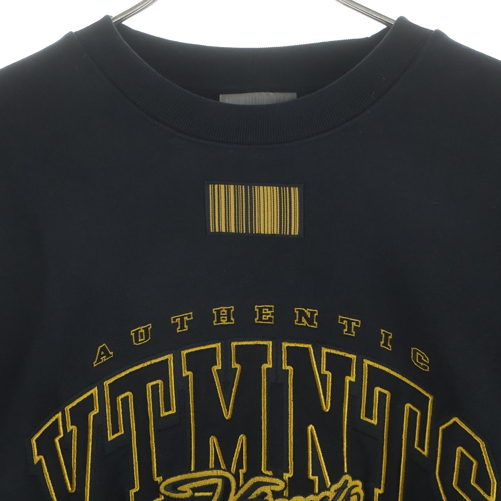 VTMNTS(ブイティーエムエヌティーエス) College Sweatshirt カレッジロゴ クルーネックスウェットトレーナー ブラック VL12TR160B