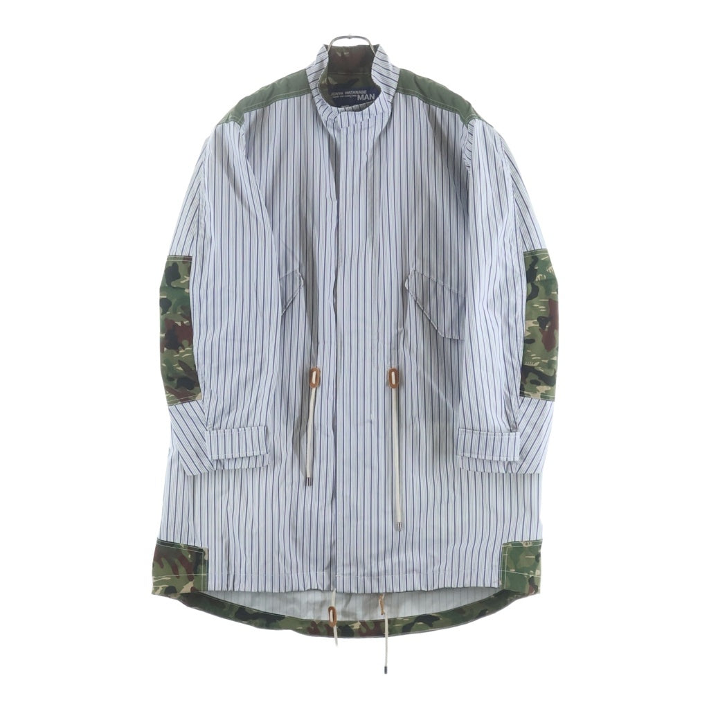 COMME des GARCONS JUNYA WATANABE MAN(コムデギャルソンジュンヤワタナベマン) 綿ストライプラミネート撥水加工×綿ナイロンツイル ストライプシャツジャケット ブルー WC-J042