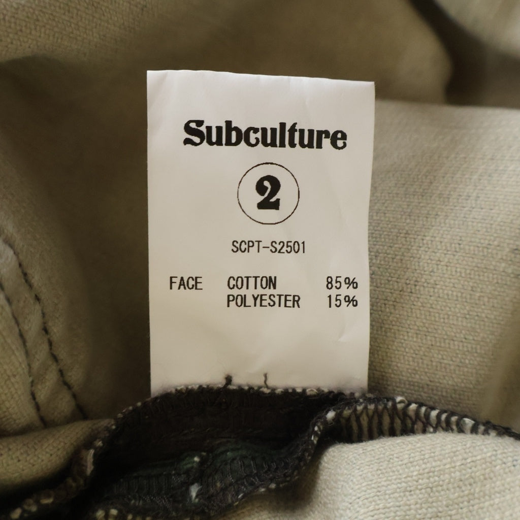 SUBCULTURE(サブカルチャー) 25SS ワッペン付き コーデュロイ ハーフ ワークパンツ 迷彩柄 グリーン/ブラウン SCPT-S2501
