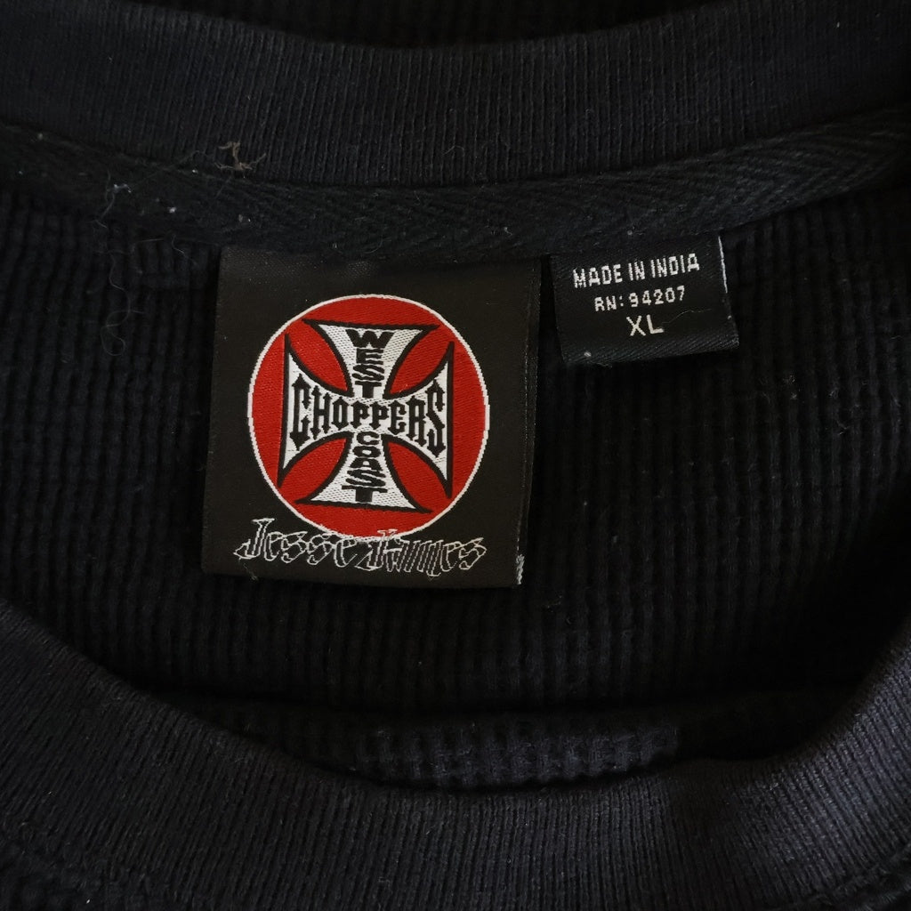 VINTAGE(ヴィンテージ) 90-00s West Coast Choppers Thermal L/S Tee ウエストコーストチョッパーズ アイアンクロス サーマル 長袖Tシャツ カットソー ブラック