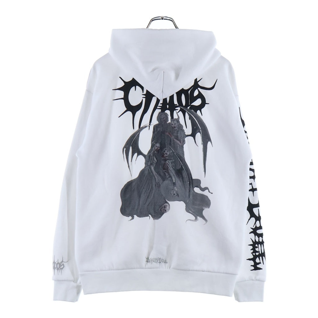 Deadly Doll(デッドリードール) ×KEN CARSON ZIP UP HOODIE グラフィックプリント フルジップパーカーホワイト