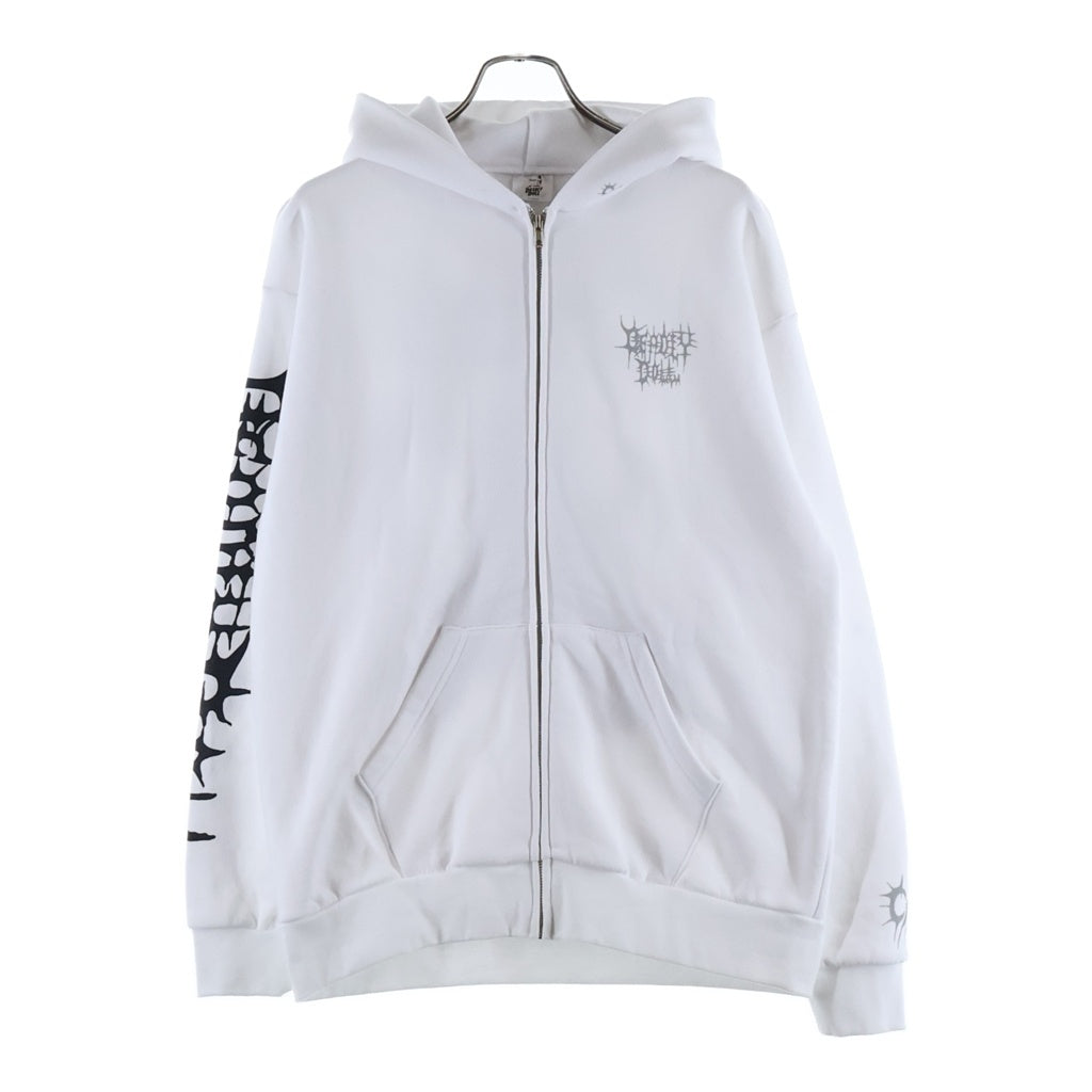 Deadly Doll(デッドリードール) ×KEN CARSON ZIP UP HOODIE グラフィックプリント フルジップパーカーホワイト