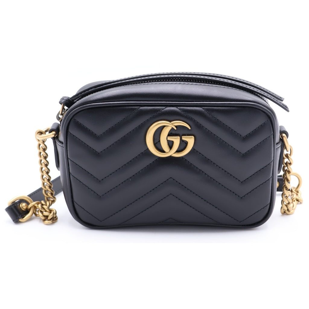 GUCCI(グッチ) GG Marmont Quilting Shoulder Bag GGマーモント キルティング レザーショルダーバッグ ブラック 448065 レディース