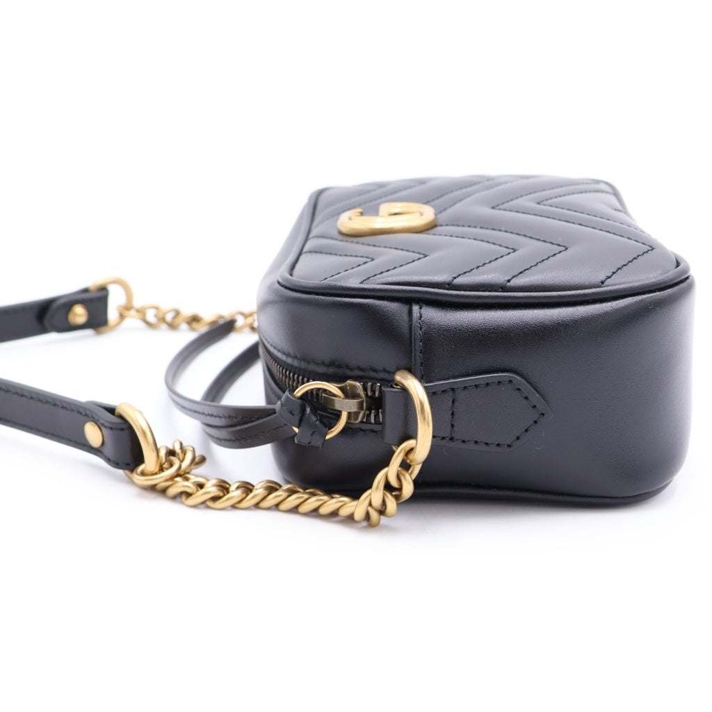 GUCCI(グッチ) GG Marmont Quilting Shoulder Bag GGマーモント キルティング レザーショルダーバッグ ブラック 448065 レディース