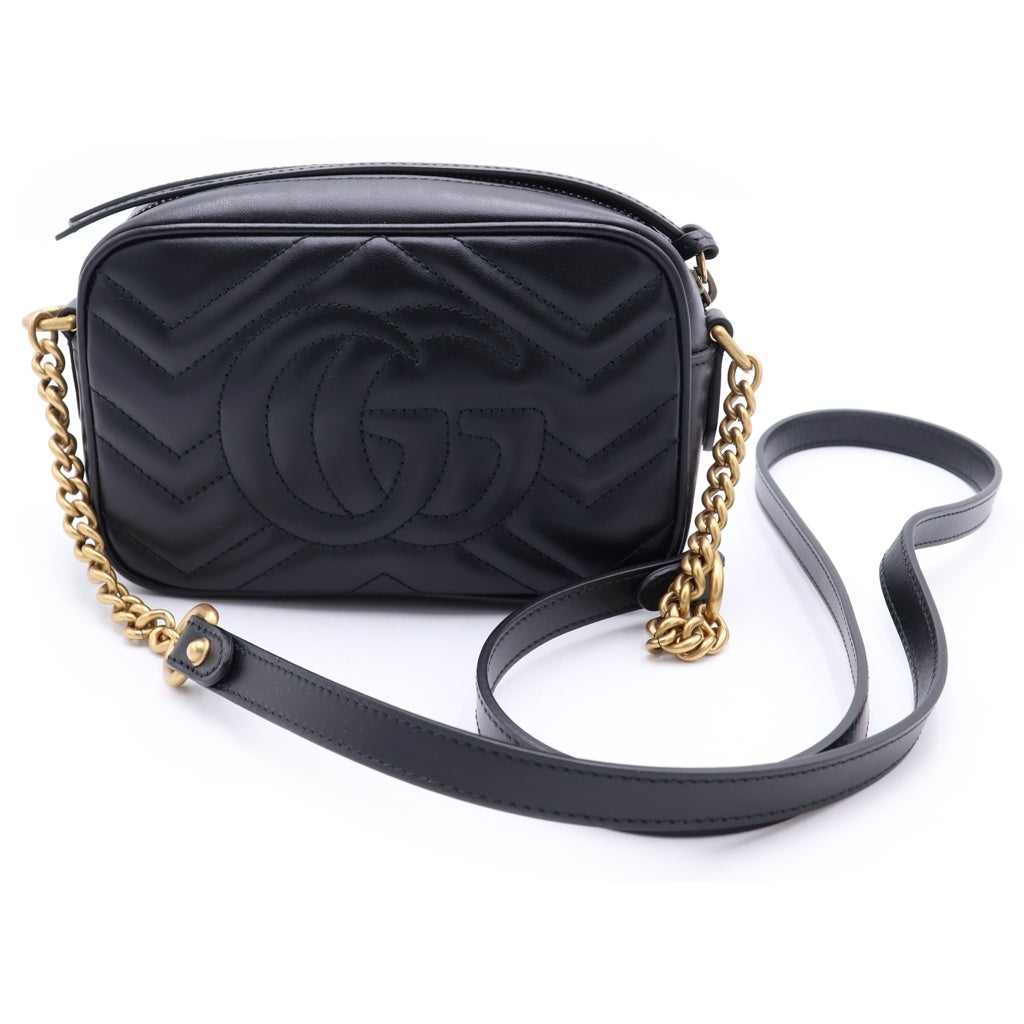 GUCCI(グッチ) GG Marmont Quilting Shoulder Bag GGマーモント キルティング レザーショルダーバッグ ブラック 448065 レディース