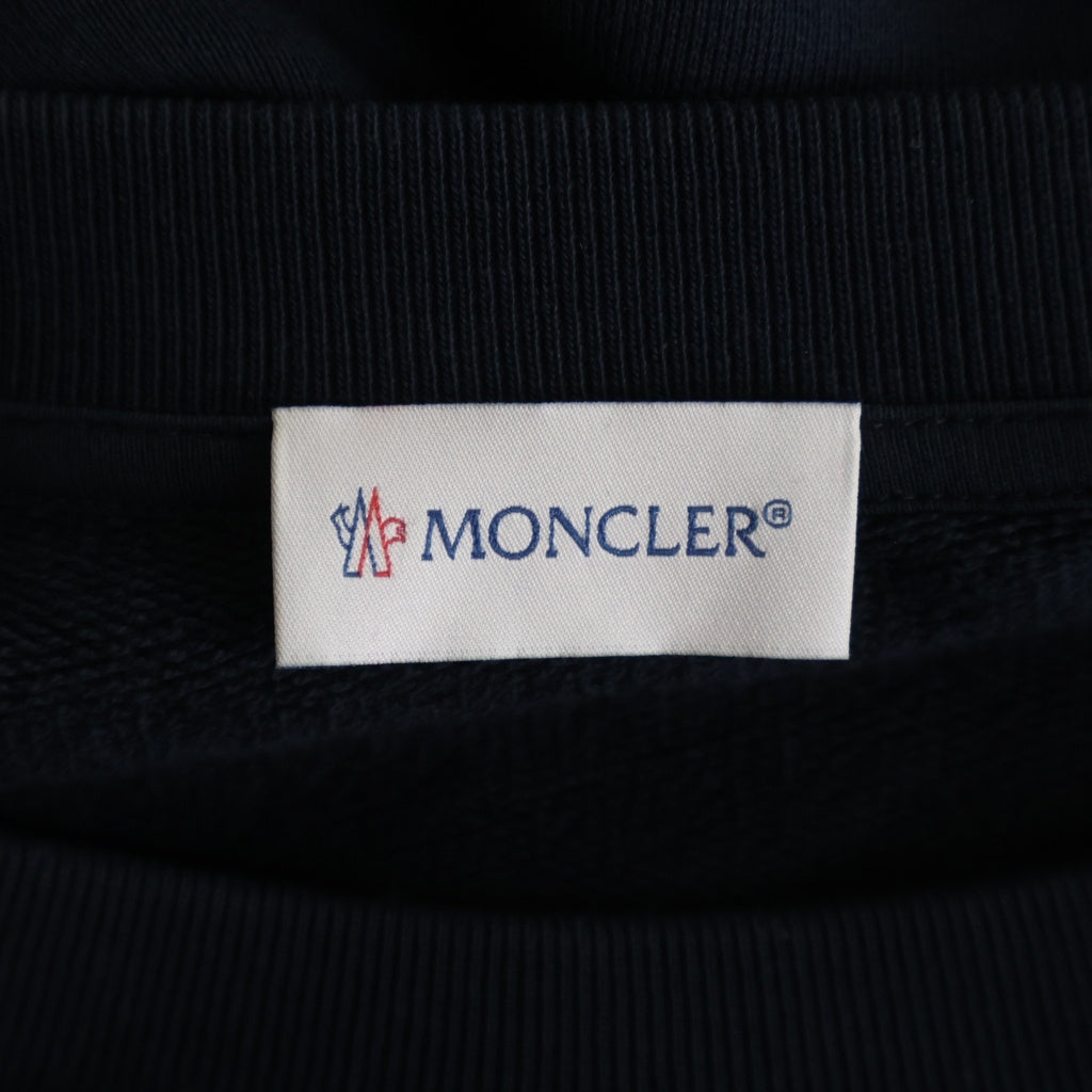 MONCLER(モンクレール) SWEATSHIRT ロゴワッペン フロッキーロゴ クルーネックスウェットトレーナー ネイビー H20918G00049