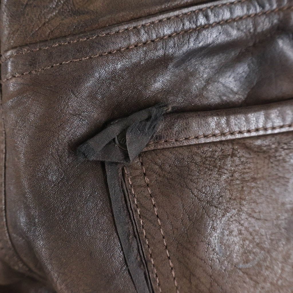 John Galliano(ジョン ガリアーノ) 00s Archive Leather Pants 初期 ゴートスキン切替 レザーロング パンツ 山羊革 ブラウン 2LP-0250 AUR261A