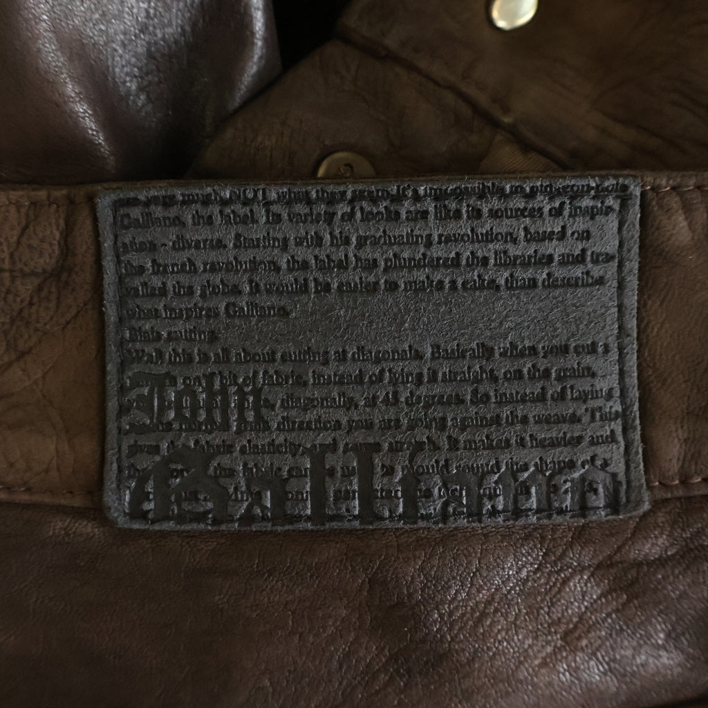 John Galliano(ジョン ガリアーノ) 00s Archive Leather Pants 初期 ゴートスキン切替 レザーロング パンツ 山羊革 ブラウン 2LP-0250 AUR261A