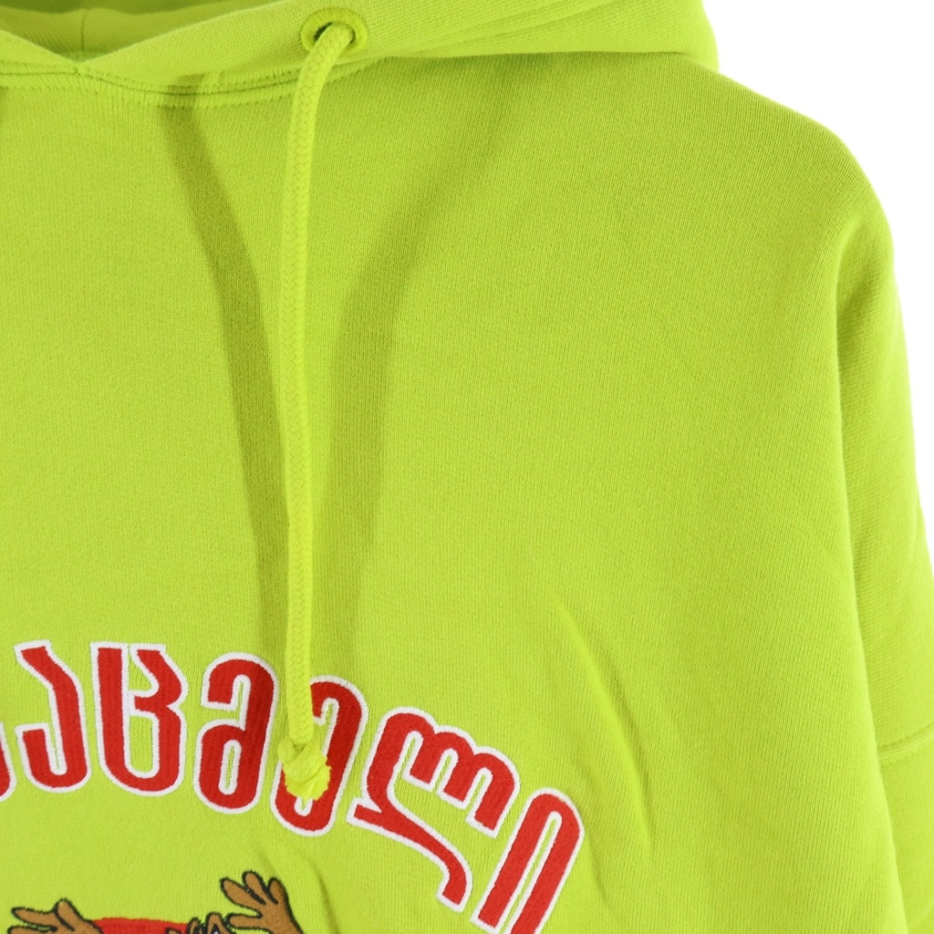 VETEMENTS(ヴェトモン) CARTOON HOODIE カートゥーン フーディー フロント刺繍 プルオーバーパーカー ライトグリーン USS197010