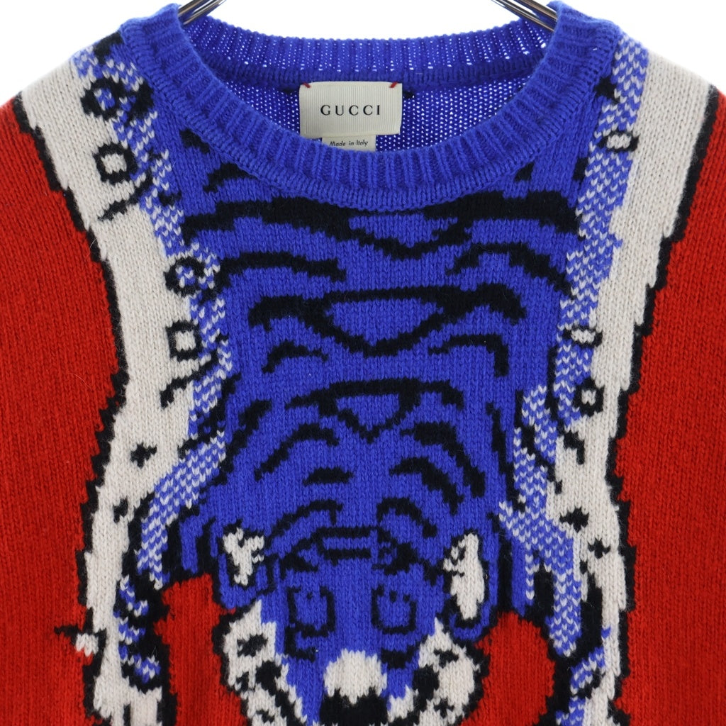 GUCCI(グッチ) Tiger Sweater タイガーモチーフ セーター ニット レッド 436071 X1336