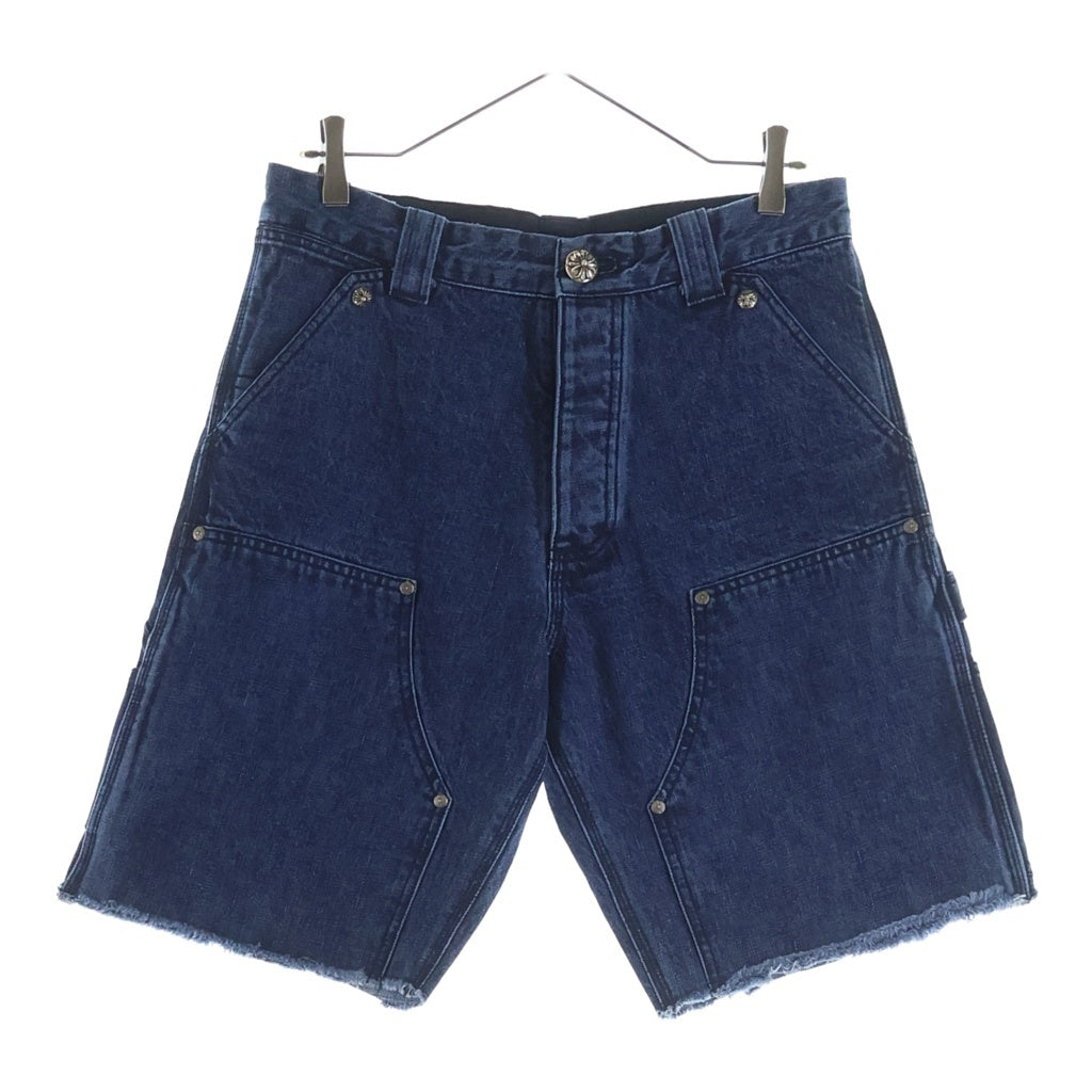 CHROME HEARTS(クロムハーツ) CARPENTER DOUBLE KNEE DENIM SHORTS カーペンター デニムショーツ ハーフパンツ クロスボール ブルー